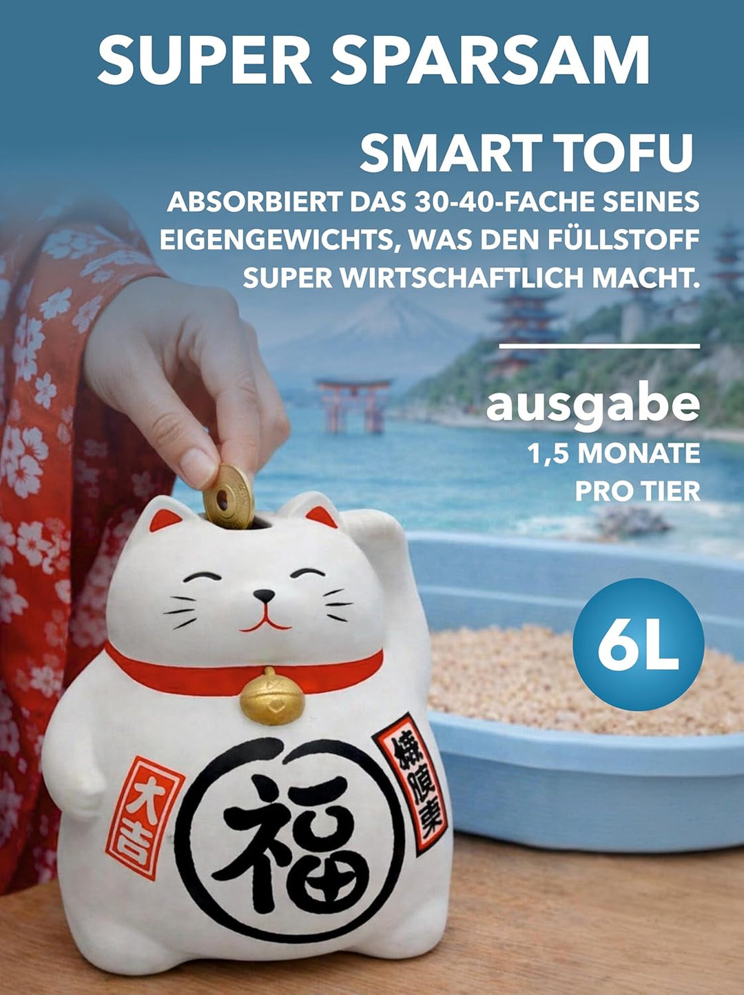 Tofu Katzenstreu | Antibakterielle, spülbare und Geruchshemmende | Katzenstreu staubfrei auf Pflanze