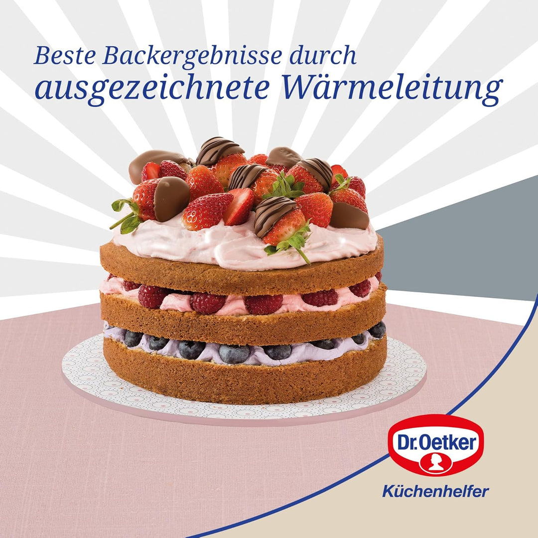 Dr. Oetker Springform Ø 20 cm mit Flachboden, runde Kuchenform Modern Baking - Retro Design mit zwei