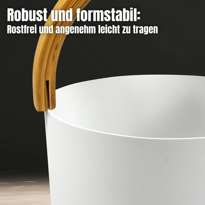 KOLO Sauna Kübel 2 & Kelle - Sauna Aufguss Set - Sauna Eimer 5 l aus Aluminium Weiss - 300 ml Aufgus