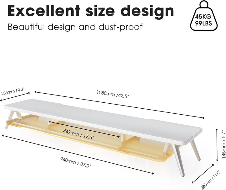 Fenge Monitorständer Riser mit Acrylablage und App-Steuerung LED Lights 108cm Grosser Computerstände