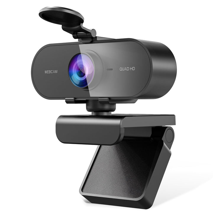 DDKJ Webcam Full HD, 2K Webcam mit Mikrofon, Streaming Kamera Unterstützt 360° horizontale Drehung,