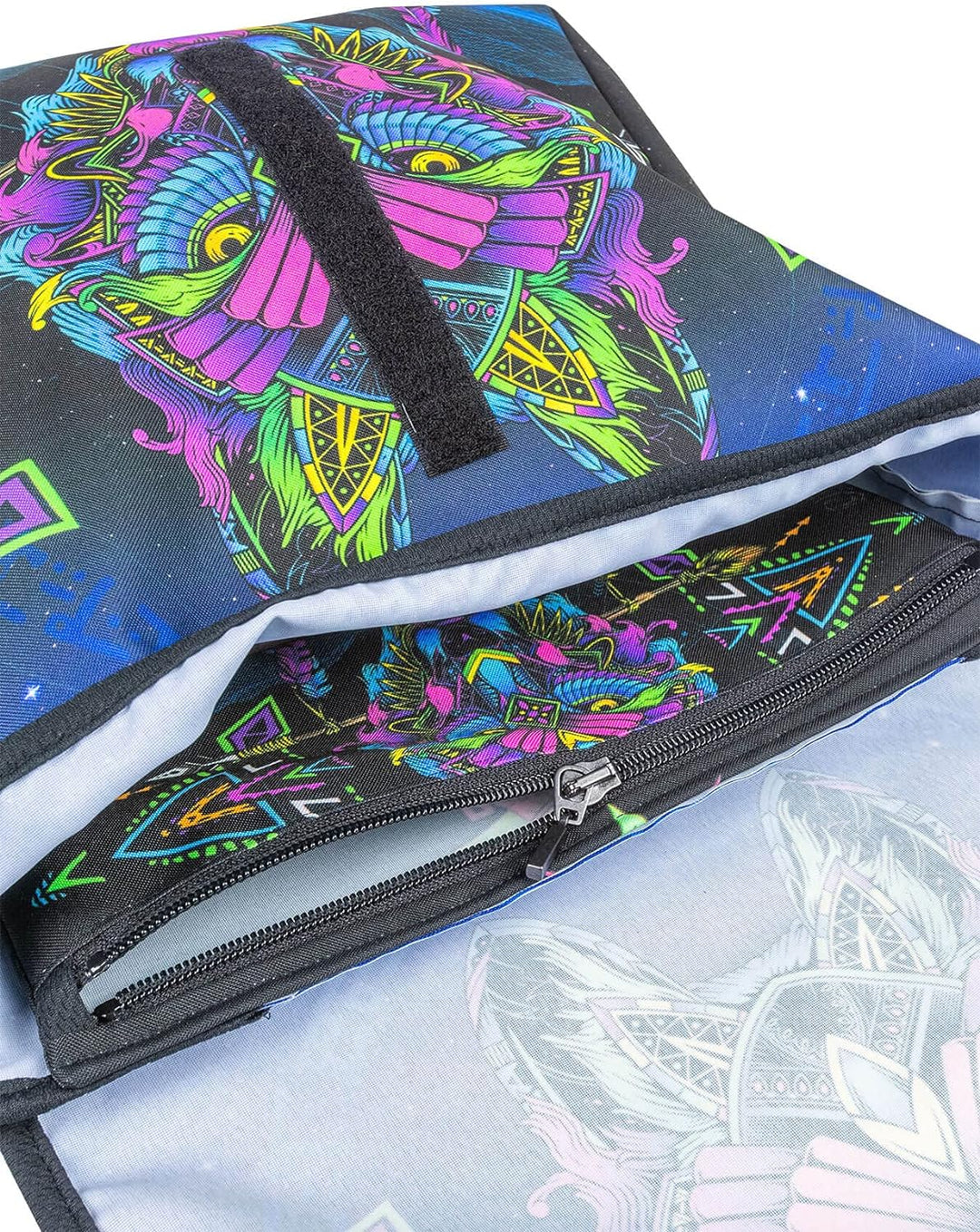 PSYWORK Schwarzlicht Umhänge Tragetasche Neon Sentymo Wolf Neon UV-aktiv wasserabweisend