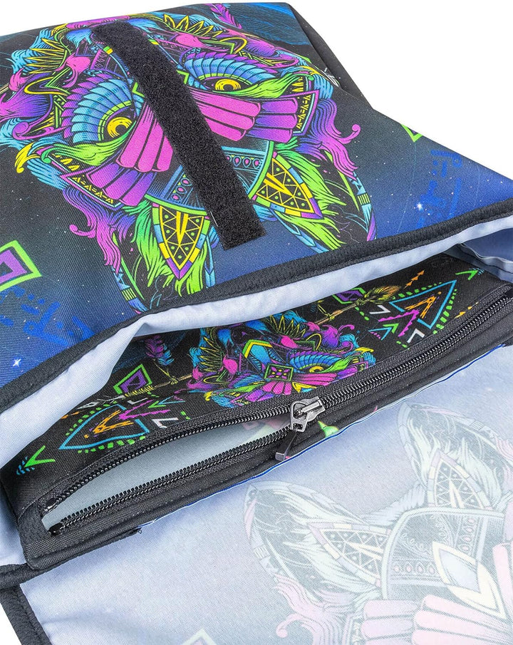 PSYWORK Schwarzlicht Umhänge Tragetasche Neon Sentymo Wolf Neon UV-aktiv wasserabweisend