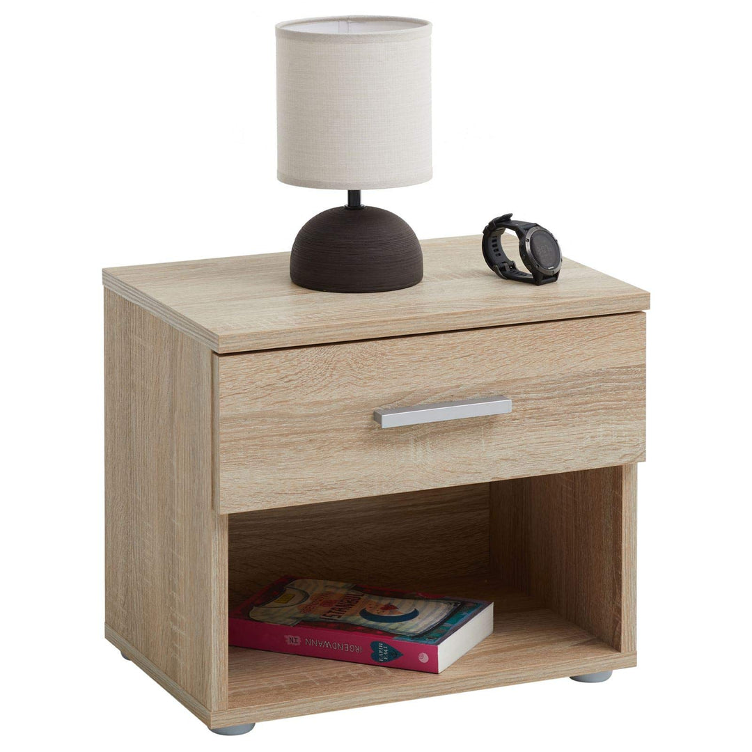CARO-Möbel Nachttisch Nachtschrank Nachtkommode Mary Sonoma Eiche, 42 x 38 x 30 cm, mit Schublade un