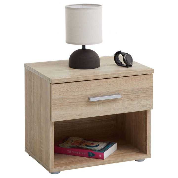 CARO-Möbel Nachttisch Nachtschrank Nachtkommode Mary Sonoma Eiche, 42 x 38 x 30 cm, mit Schublade un
