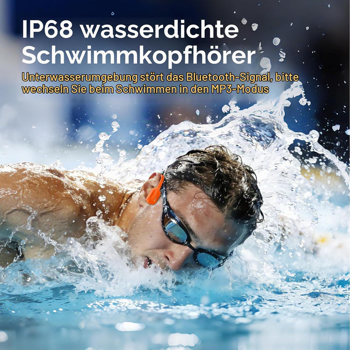 esonstyle Kopfhörer Schwimmen Bluetooth 6.0 - IP68 wasserdichte, Knochenschall Kopfhörer mit 8GB Spe
