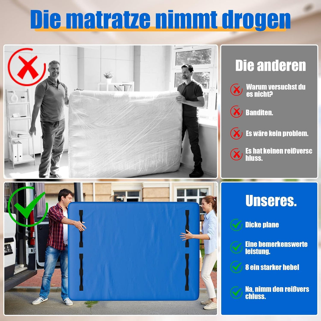 Matratzenhülle 140X200cm für Umzug und Lagerung, Matratzenhülle Aufbewahrung mit Reissverschluss und