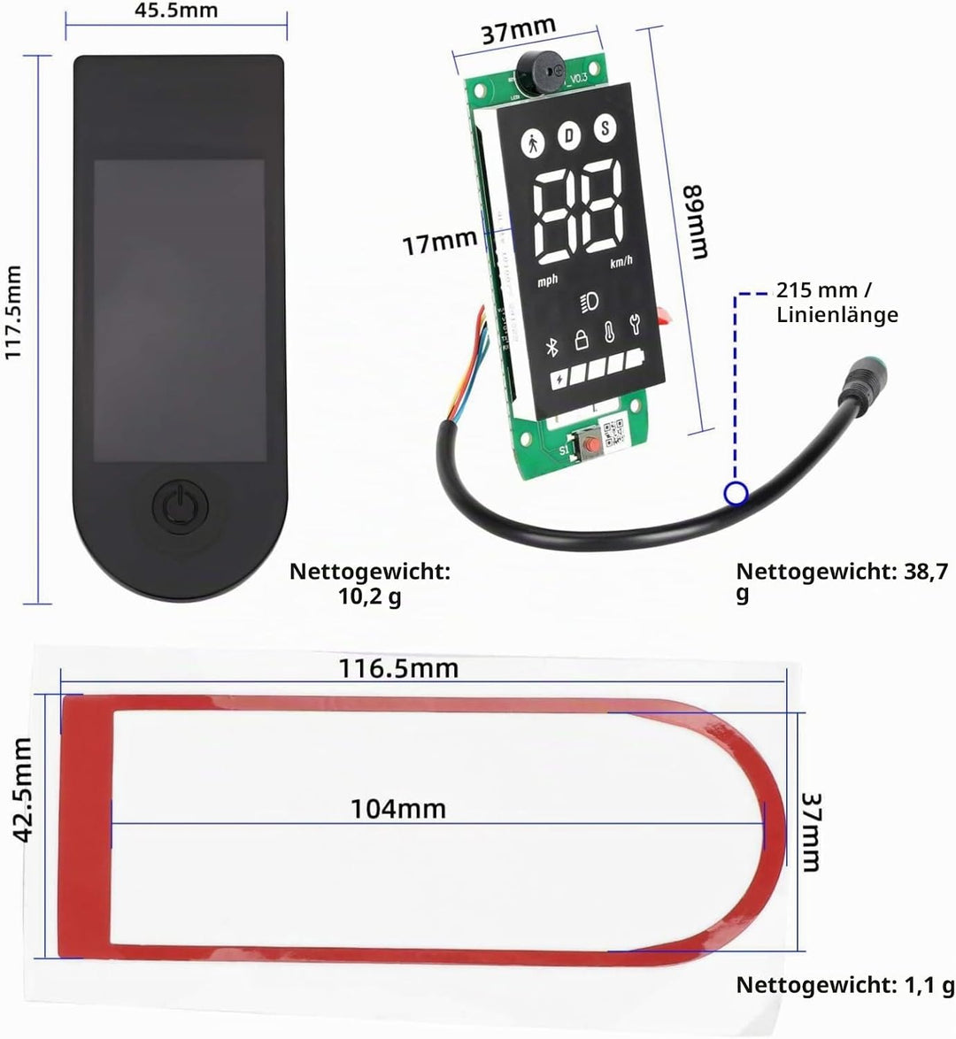 XBERSTAR Elektroroller Armaturenbrett für Xiaomi 4 Lite 2nd Elektroroller Armaturenbrett Leiterplatt