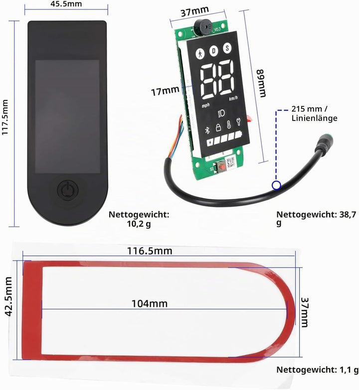 XBERSTAR Elektroroller Armaturenbrett für Xiaomi 4 Lite 2nd Elektroroller Armaturenbrett Leiterplatt