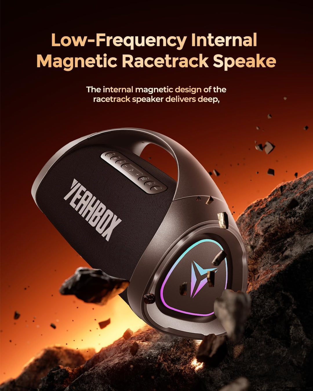YEAHBOX Sonic Boom Max 300W Bluetooth Lautsprecher mit Massivem Bass, IPX67 Wasserdichter Tragbarer