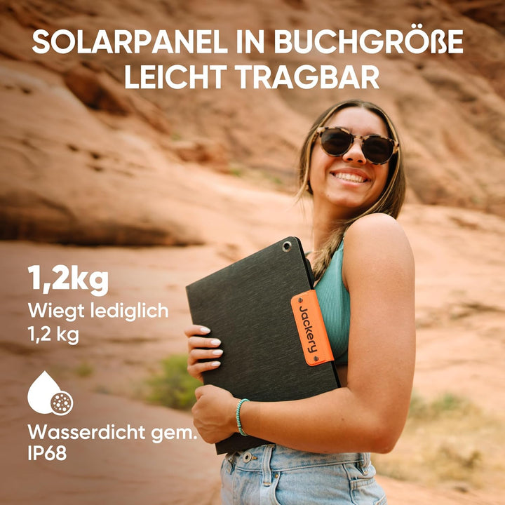 Jackery Solargenerator 300 Plus 40W Mini, 288Wh Tragbares Kraftwerk mit 40W Solarmodul in Buchgrösse