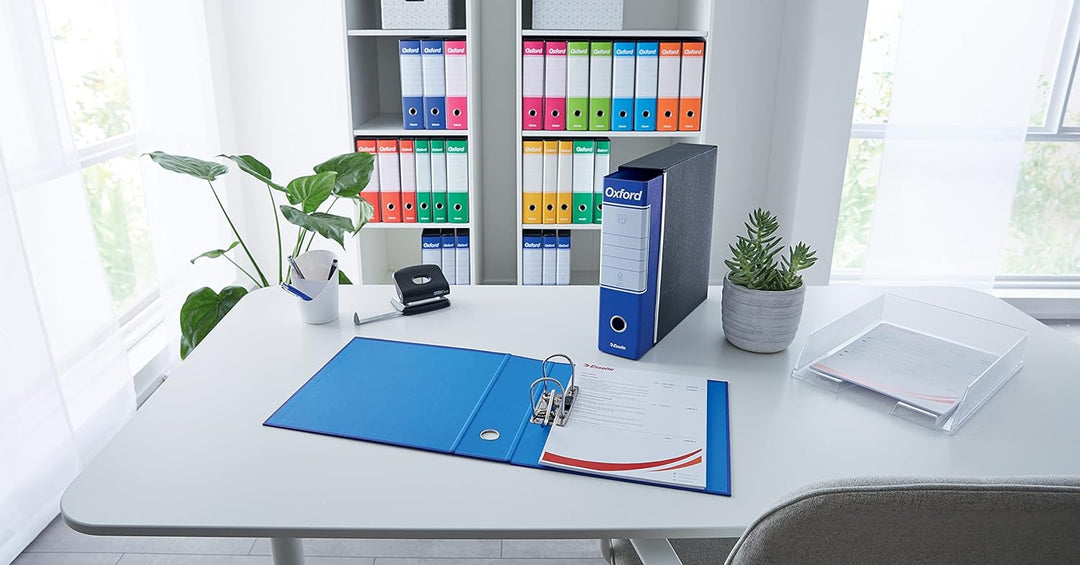 Esselte OXFORD Ordner mit Mechanismus Nr. 1 im Protokollformat mit 5 cm Rücken - Blau, 8 Stück blau