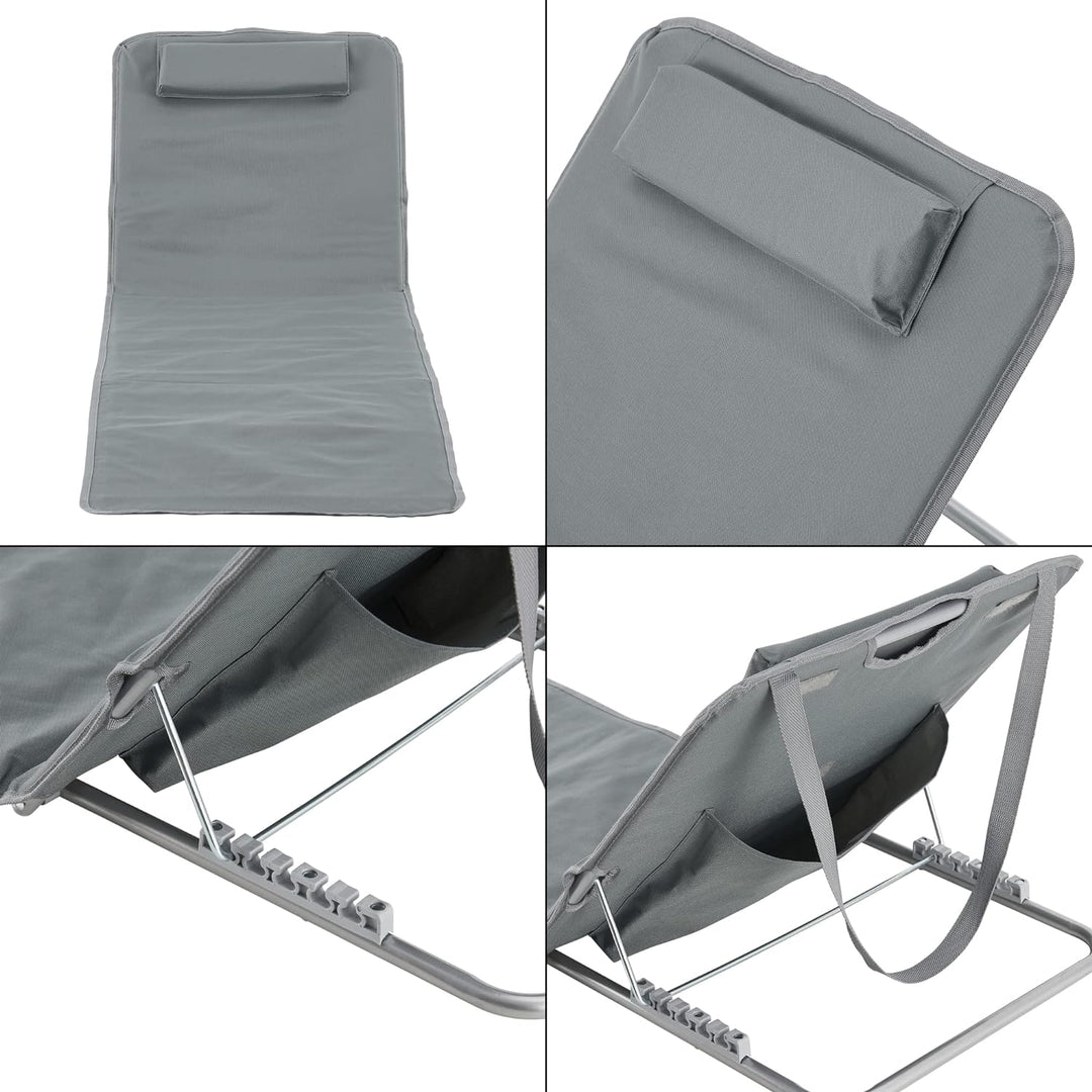 [en.casa] Strandmatte Cellorigo 2er Set Strandliege klappbar Dunkelgrau Sonnenmatte mit 5-Fach Verst