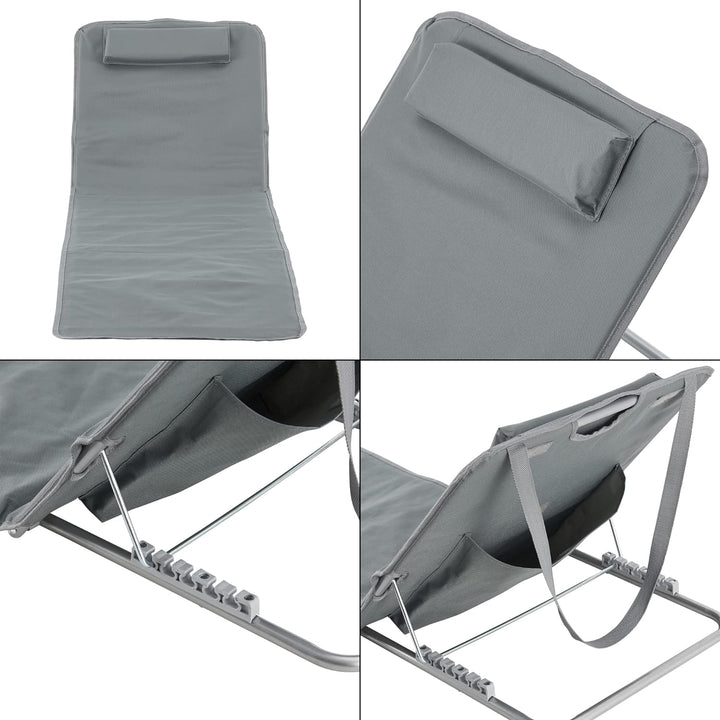 [en.casa] Strandmatte Cellorigo 2er Set Strandliege klappbar Dunkelgrau Sonnenmatte mit 5-Fach Verst