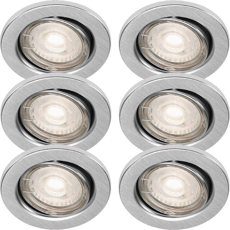 Trango 6er Set LED Einbaustrahler in Aluminium Rund 6729-069MOCOBSD inkl. 3 Stufen dimmbar Ultra Fla