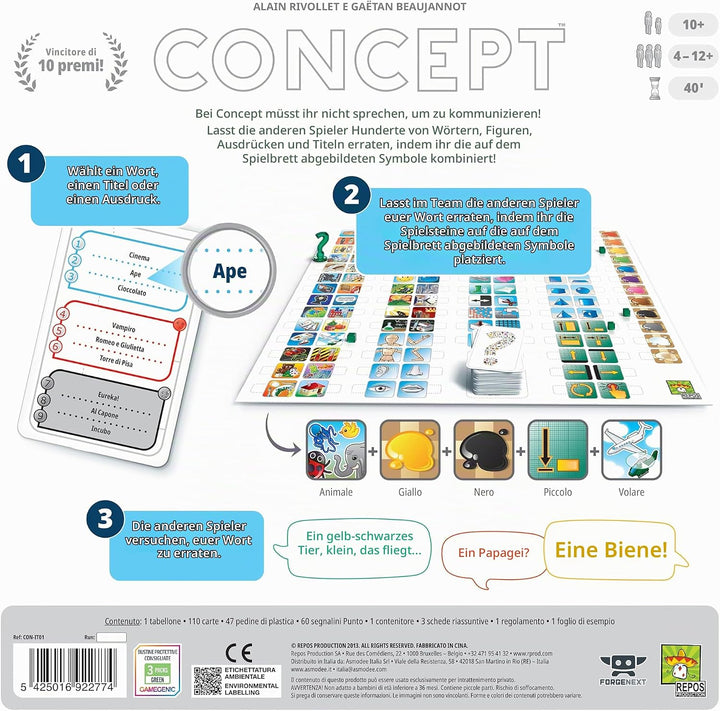 Asmodee - Konzept, Brettspiel, 4-12 Spieler, 10+ Jahre, italienische Ausgabe Konzept Singles, Konzep