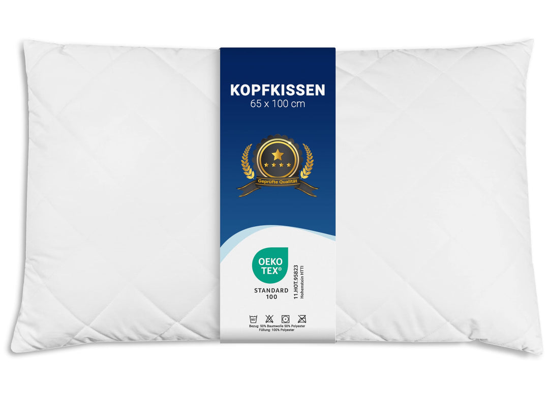 ZOLLNER Kopfkissen, 65x100 cm, 860g, Polyesterhohlfaser, Kochfest 1 65 x 100 cm, 1 65 x 100 cm