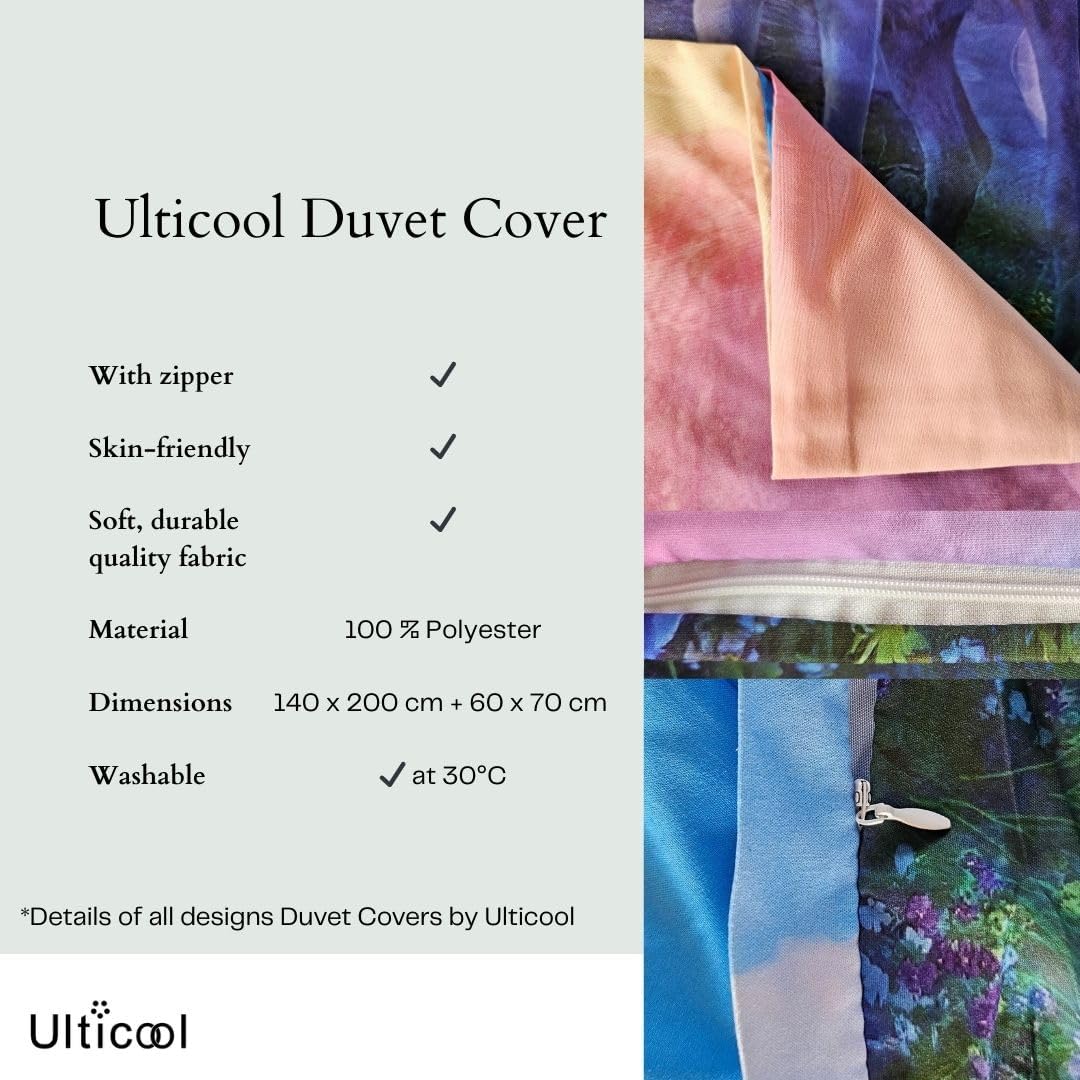 Ulticool – Bettbezug – Bettwäsche Delfin Meer Aquarium Fische Tiere – 140 x 200 cm – Kissenbezug 60