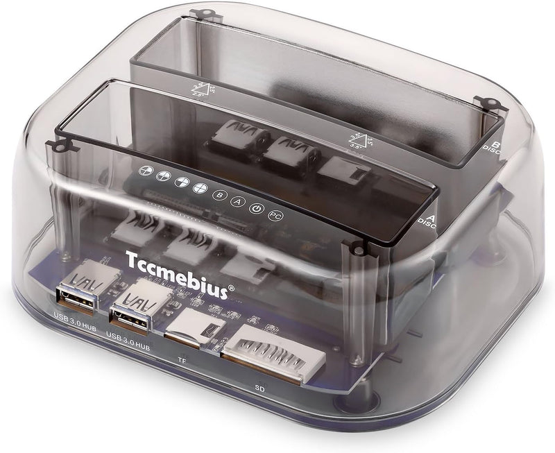 Tccmebius TCC-S866 USB 3.0 zu SATA Doppel Bay Extern Festplatte Dockingstation mit USB 3.0 Hub und K