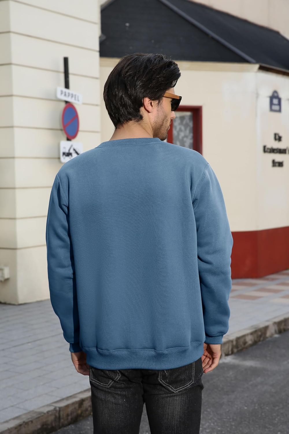 PASUDA Herren Sweatshirt Winter Warm Fleece Pullover Herren Langarm Pulli mit Rundhalsausschnitt Bas
