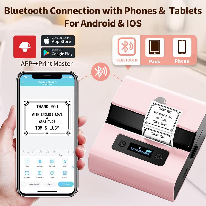 Phomemo M221 Etikettendrucker - Bluetooth Beschriftungsgerät Selbstklebend Mini Labeldrucker für Bar