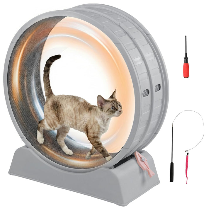 LEADZM Katzenlaufrad 80cm Durchmesser - Laufrad Katze aus Kunststoff, Inklusive Teppich und Katzensp