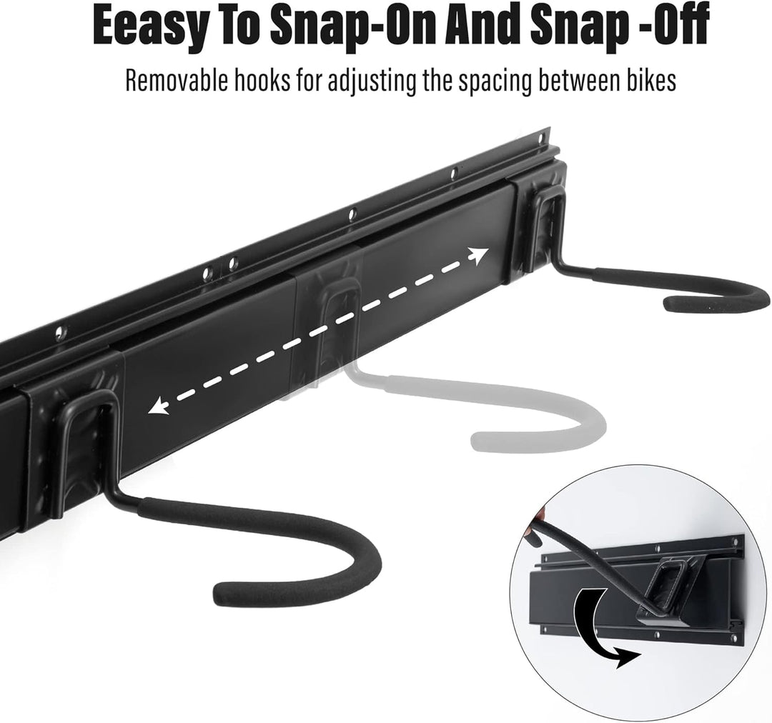 Sinoer Fahrradwandträger,Wandhalterung für 4 Fahrräder + 3 Helme, Werkzeugaufbewahrungshaken einstel