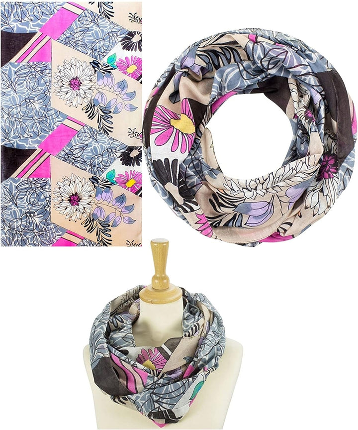 Sunsa Damen 3 Set Loop Schals. 100% Baumwolle Schlauchschals für Frühlings/Sommer. Dünne Loopschals