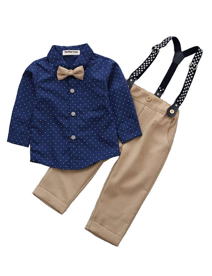 HeMa Island Baby Jungen Bekleidungssets Anzug Kleid Strampler hosenträger Fliege Krawatte Anzug Gent