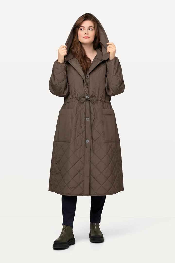 Ulla Popken Damen Light Padded Coat Mäntel 50-52 Moosgrün, 50-52 Moosgrün