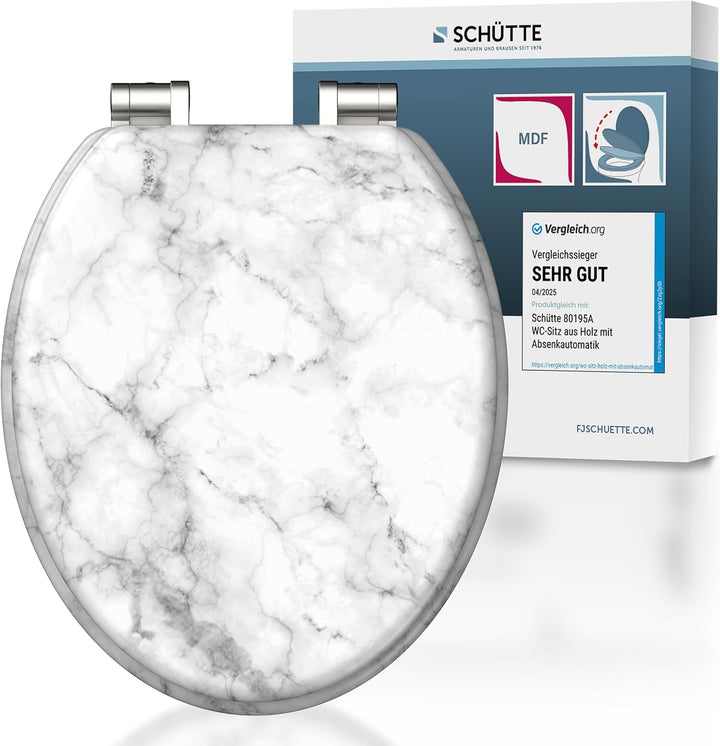 Schütte WC-Sitz MARMOR mit Absenkautomatik aus Holz Toilettensitz mit Klodeckel, Holzkern Toilettend