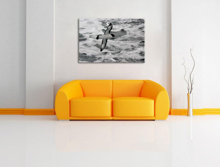 prächtige Möwe fliegt über Wasser Leinwand, XXL riesige Bilder fertig gerahmt mit Keilrahmen, Kunstd