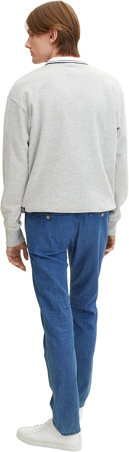 TOM TAILOR Herren Josh Regular Slim Hose im Jeans-Look 33W / 34L 10113 - Clean Mid Stone Blue Denim,