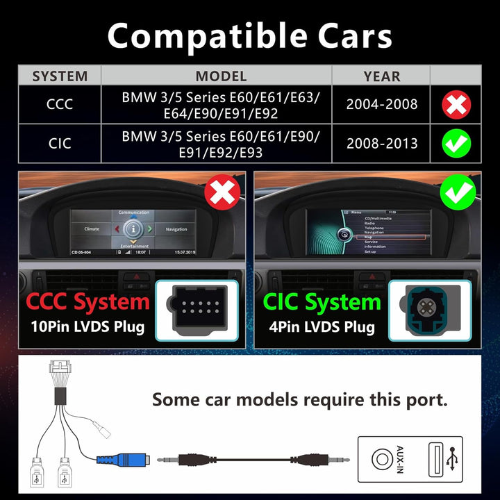 Linux Autoradio Blitzstart Kompatibel mit BMW 3er/5er E60 E61 E90 E91 E92 (2008-2013) CIC iDrive Upg