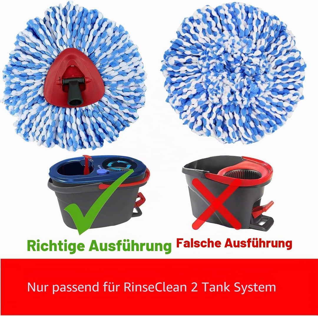 Ersatzköpfe für Drehmopp, kompatibel mit Ocedar RinseClean 2-Tank-Mopp-System, Mikrofaser-Nachfüllkö