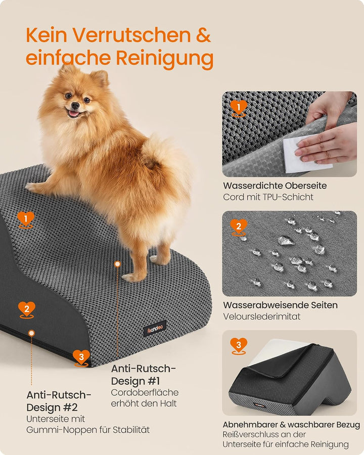 Feandrea Hundetreppe, 2 Stufen, wasserdicht, rutschfest, geringe Neigung | Haustiertreppe, Kurzplüsc