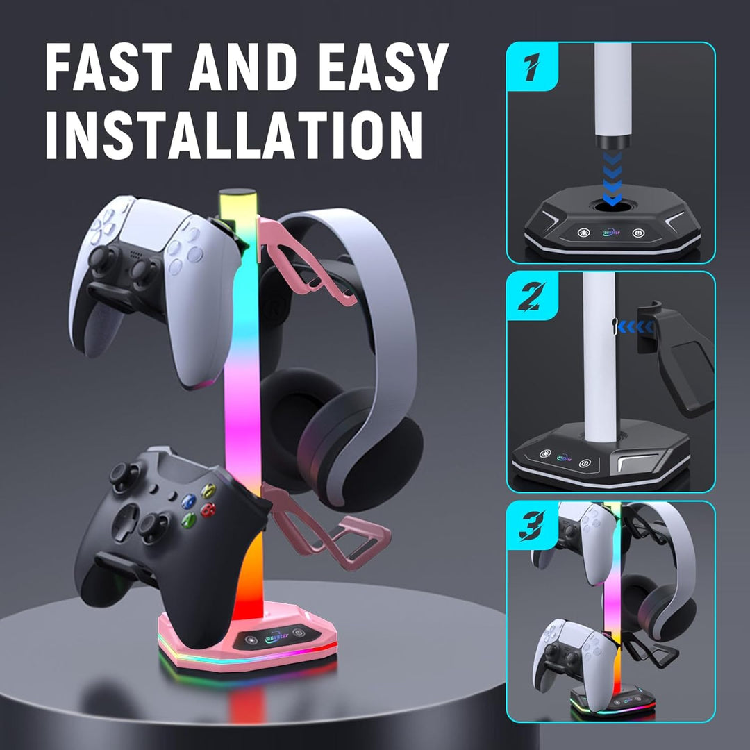 auvstar RGB Headset Halterung,Gaming Kopfhörer Ständer,10 Beleuchtungsmodi,USB Type-C Datenübertragu