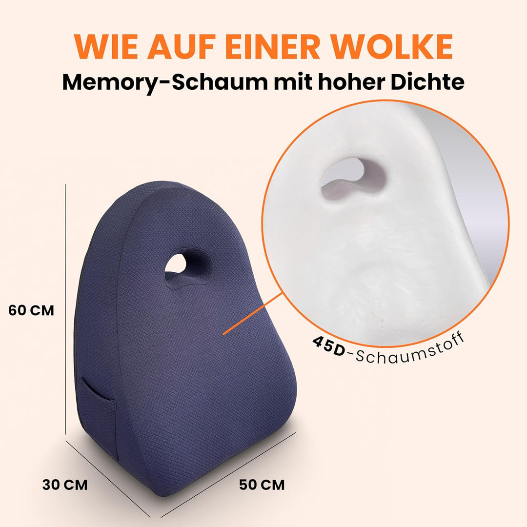 Lesekissen für Bett und Sofa – Rückenkissen Bett Memory-Schaum – Ergonomisches Dreiecksdesign – Natü