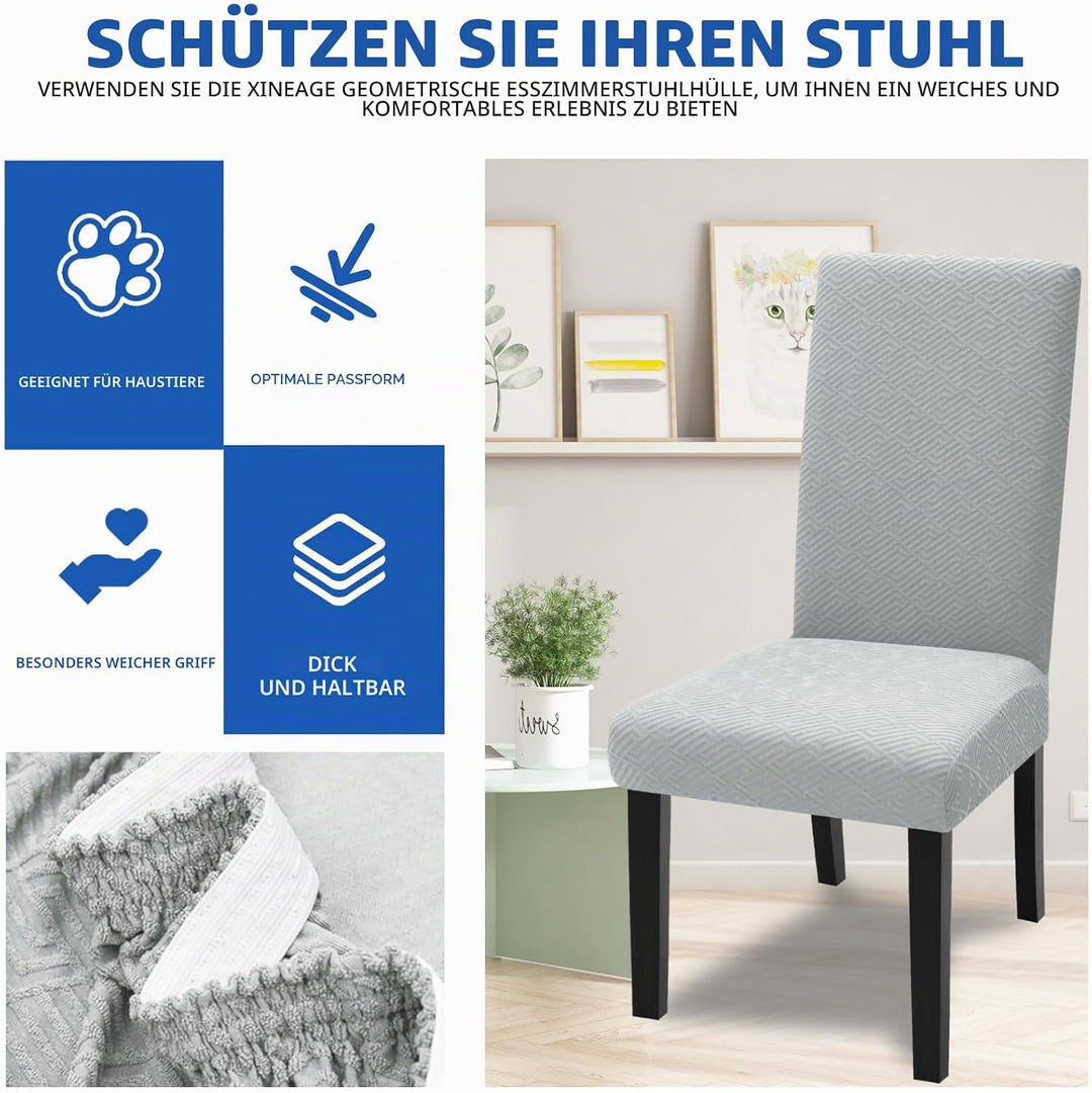 XINEAGE Stuhlhussen 4er Set, Stretch Stuhlhussen für Esszimmerstühle, Universale Stuhlhussen Waschba