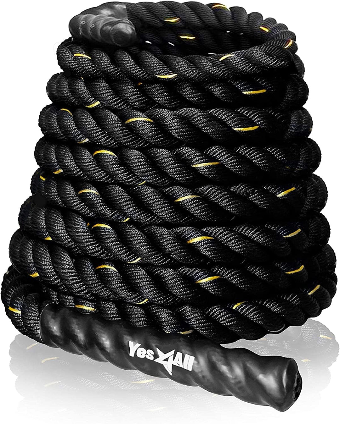 Yes4All Battle Rope, Trainingsseil, Übungsseil mit Schutzhülle - Stahlanker & Riemen inklusive Train