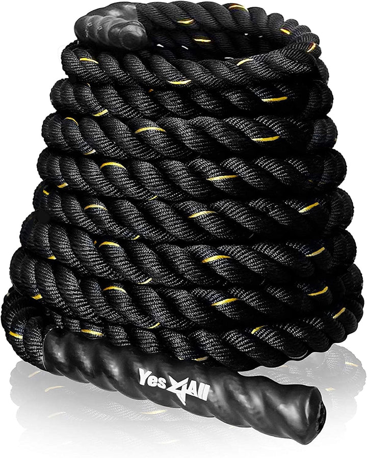Yes4All Battle Rope, Trainingsseil, Übungsseil mit Schutzhülle - Stahlanker & Riemen inklusive Train