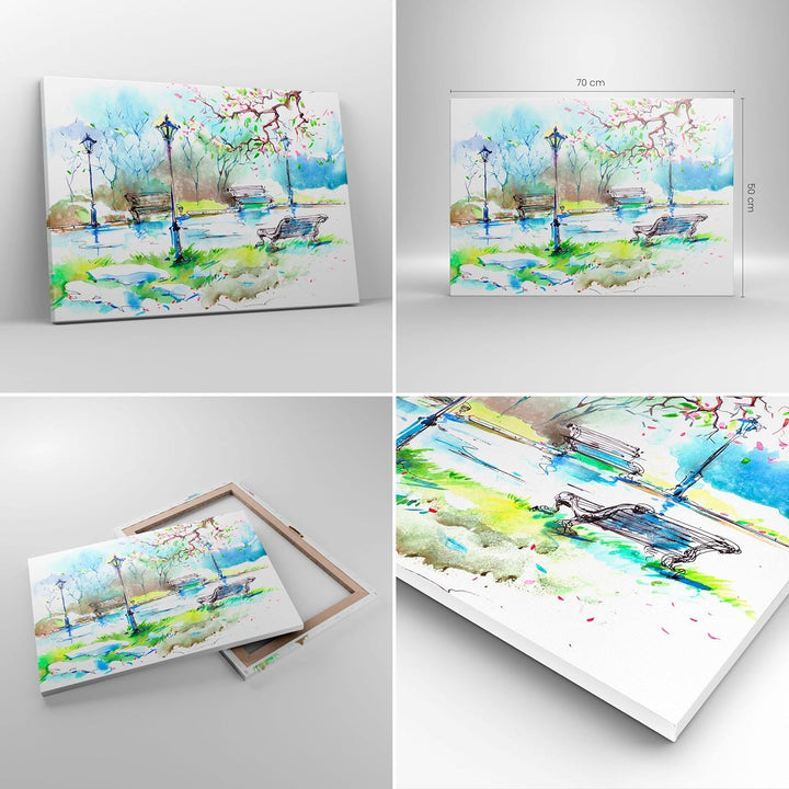 Bilder auf Leinwand Path urban Park Landschaft Leinwandbild 70x50cm Wandbilder Dekoration Wohnzimmer