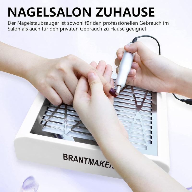 BRANTMAKER Staubabsaugung Nagelstudio Absaugung Nagelstaubsauger, mit Bürste und 2 Wiederverwendbare