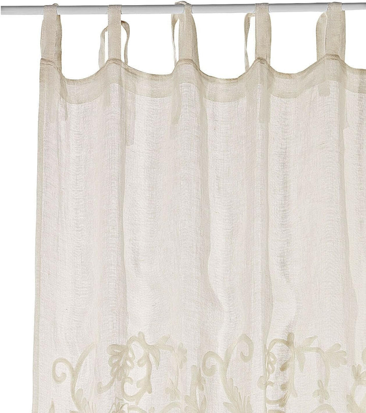 Loberon® Gardine Judie, Leinen, mit zarter Stickerei, romantischer Look, Befestigung durch dekorativ