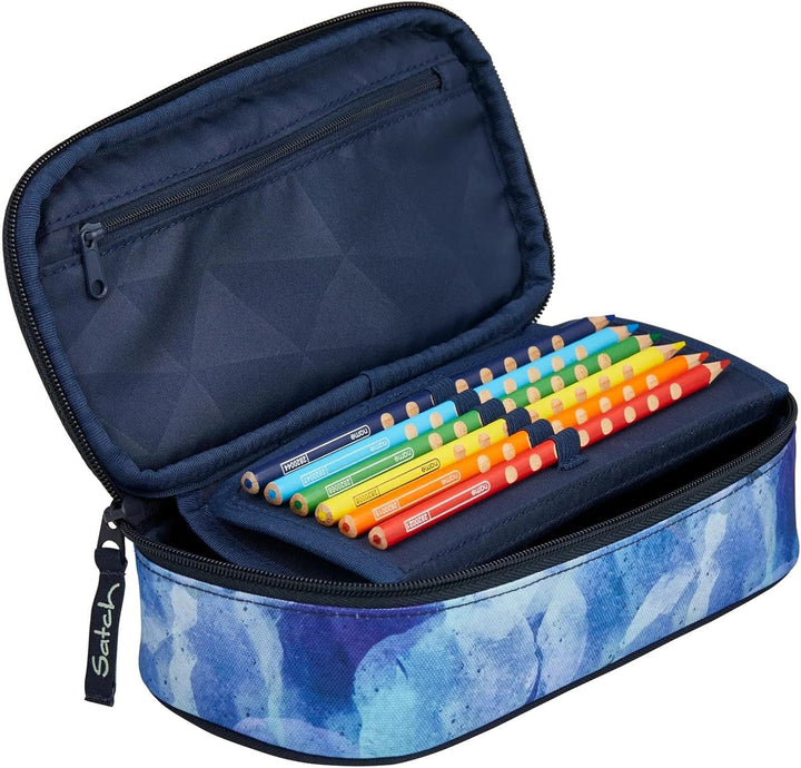 satch Schlamperbox extra gross inkl. Trennfach Reissverschlussfach Stiftehalter Geodreieck Sichtfens