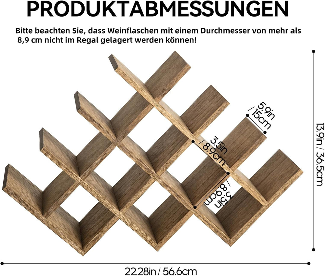 KIRIGEN hölzernes13-Flaschen-Weinregal, 4-stufiges Holz-Wein-Displayregal, Stand- und Theken-Weinauf
