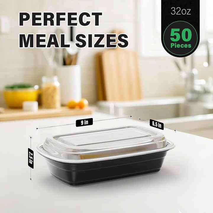 WUHUIXOZ 50 Stück 32oz Meal Prep Container mit, Prämie Wiederverwendbar Behälter für die Zubereitung