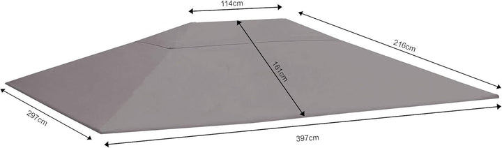 QUICK STAR Ersatzdach 250g Garten Pavillon 3x4m Grau Antik Pavillondach Ersatzbezug 4 x 3 m - 250g/m