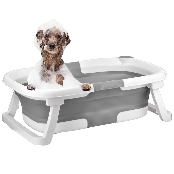 Wuudi Hundebadewanne, Collapsible Erhöhtes Haustierbadewanne, Höhenverstellbarer und Tragbare Badewa