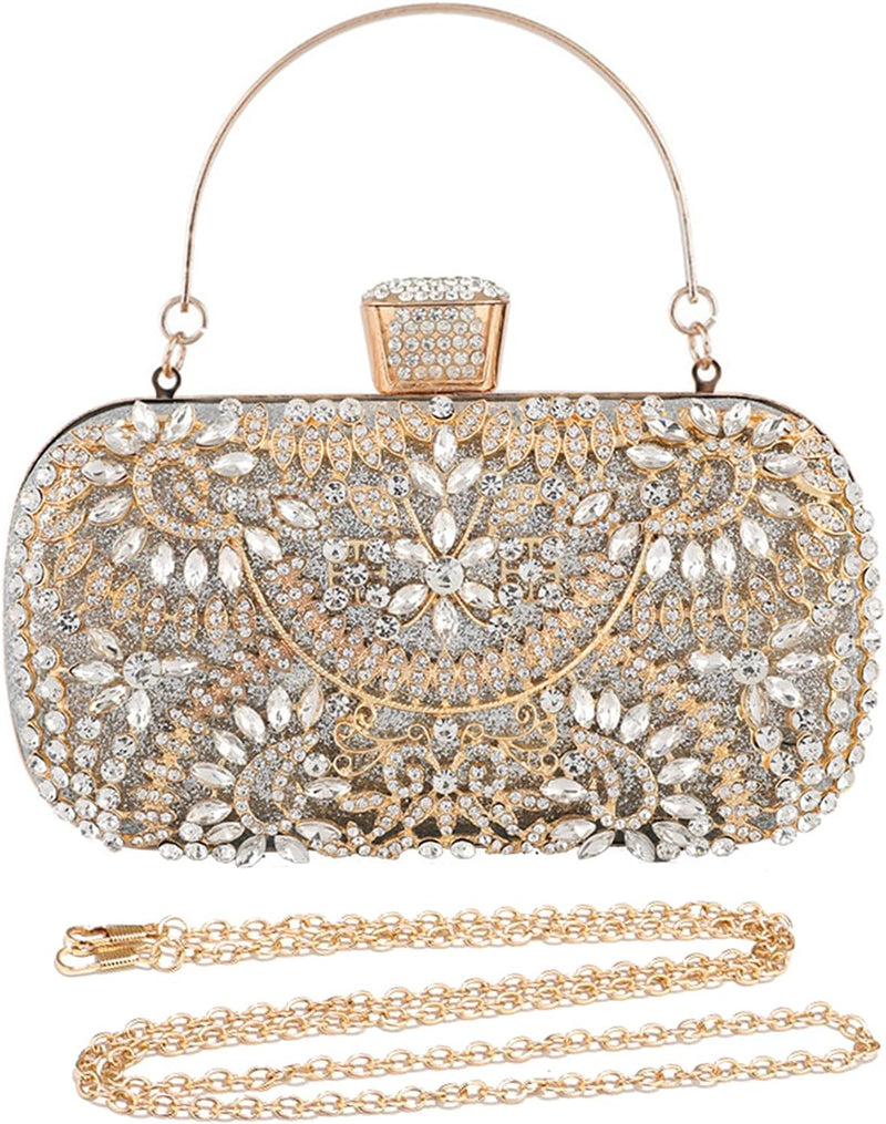 CORIOS Abendtasche Damen Diamant Clutch Bag Kette Shiny Strass Handtasche Klein Tasche Schultertasch